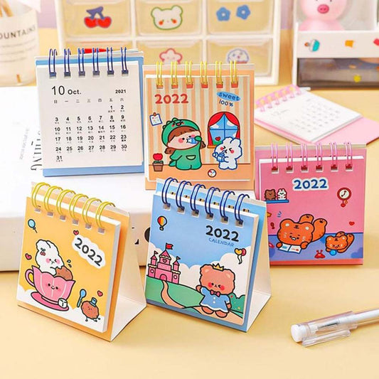 Mini Calendario de Escritorio Creativo con Dibujos Animados para Recordar Cosas