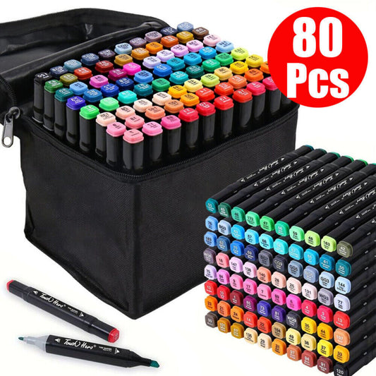 80 marcadores de acrílico de colores, set de bolígrafos permanentes para graffitis y bocetos, bolígrafo dual