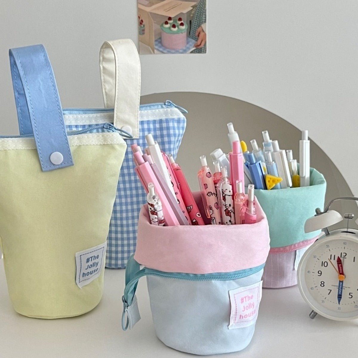 Estuche de lápiz y bolígrafo de pie plegable con compartimentos, bolsa de lápiz de gran capacidad, útiles escolares estéticos para chicas, chicos y adultos.