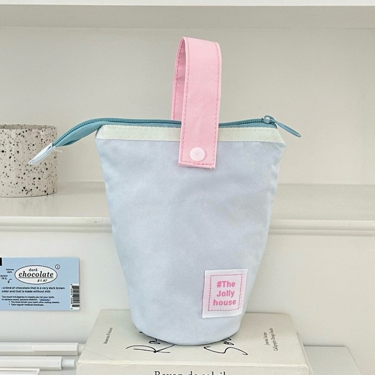 Estuche de lápiz y bolígrafo de pie plegable con compartimentos, bolsa de lápiz de gran capacidad, útiles escolares estéticos para chicas, chicos y adultos.